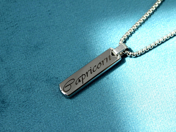 Silver Star Sign Necklace Bar Pendant
