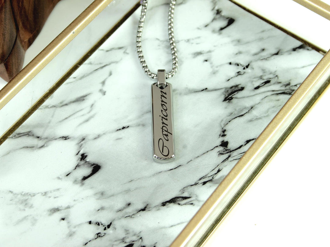 Silver Star Sign Necklace Bar Pendant