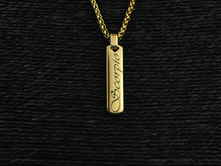 Gold Bar Pendant Star Sign Necklace