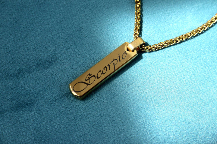 Gold Bar Pendant Star Sign Necklace