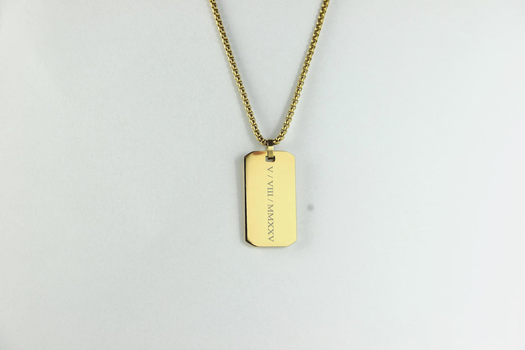 Roman Numerals Rectangle Necklace