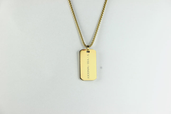 Roman Numerals Rectangle Necklace