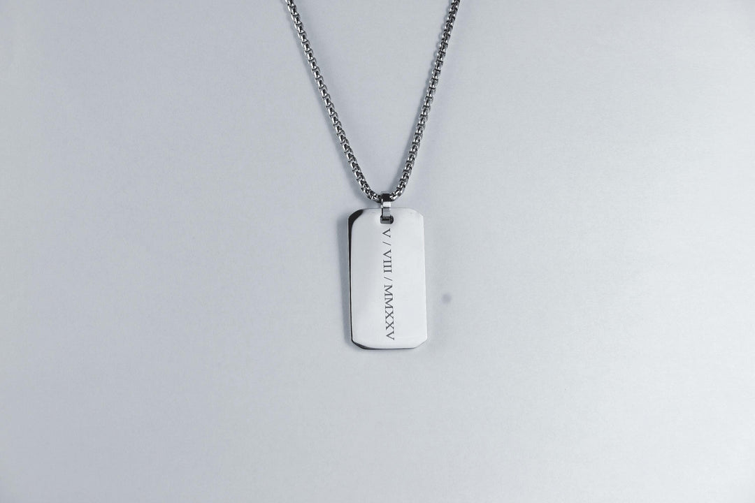 Roman Numerals Rectangle Necklace