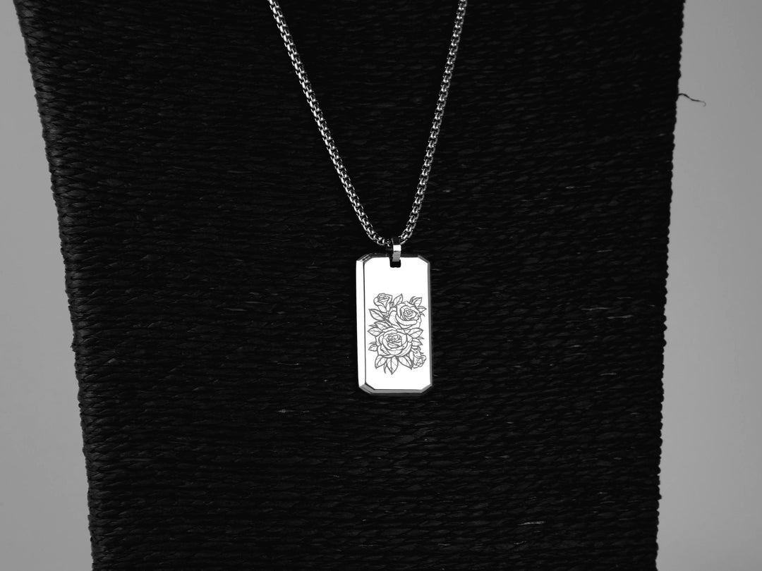 Floral Tattoo Necklace And Personalised Name
