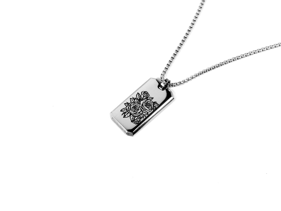 Floral Tattoo Necklace And Personalised Name