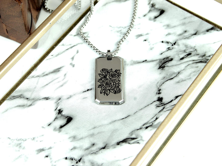 Floral Tattoo Necklace And Personalised Name