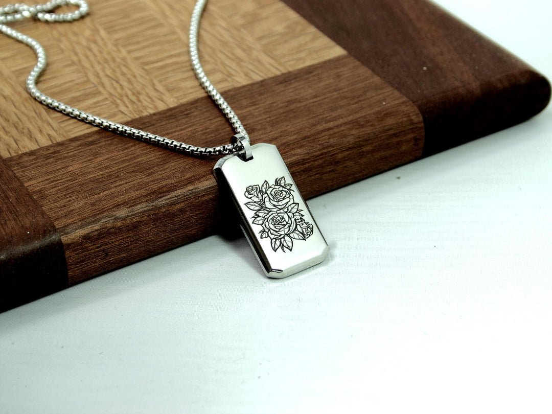 Floral Tattoo Necklace And Personalised Name