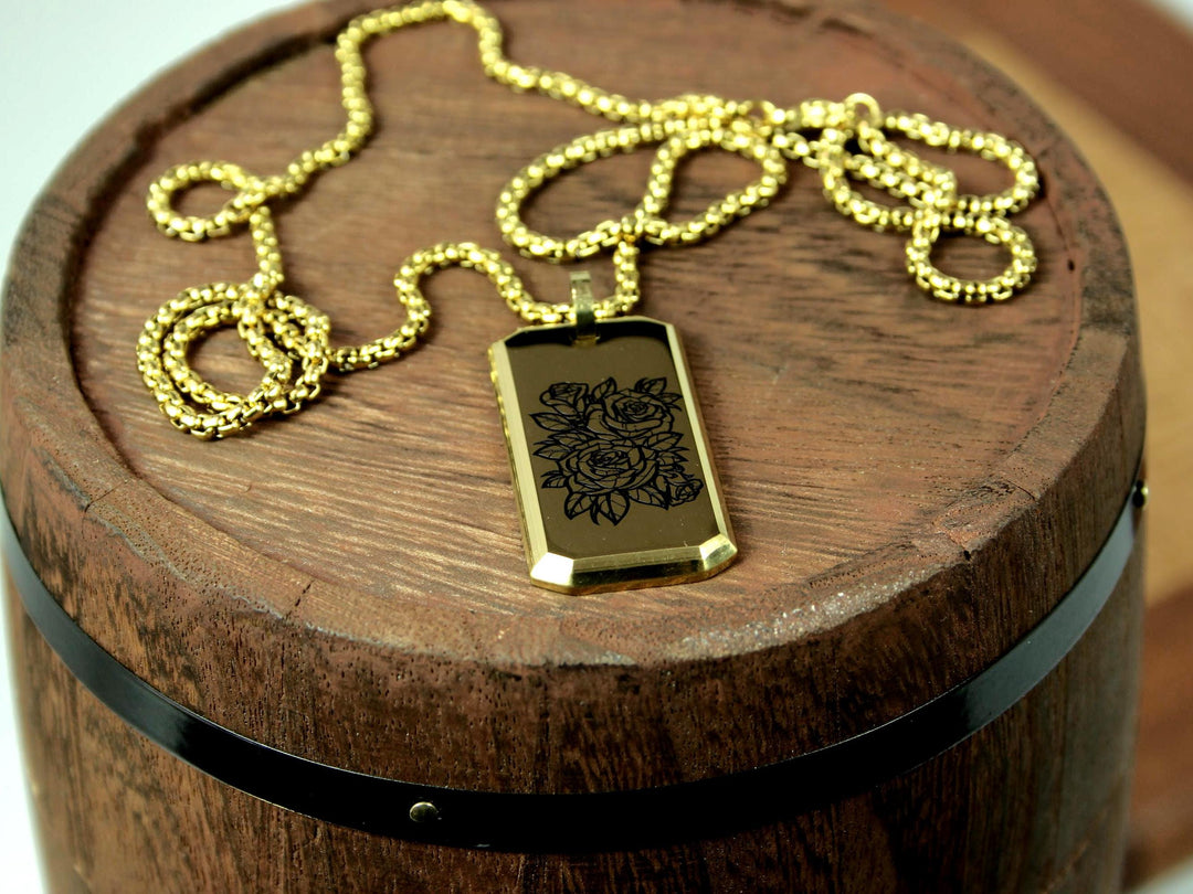 Gold Floral Tattoo Necklace