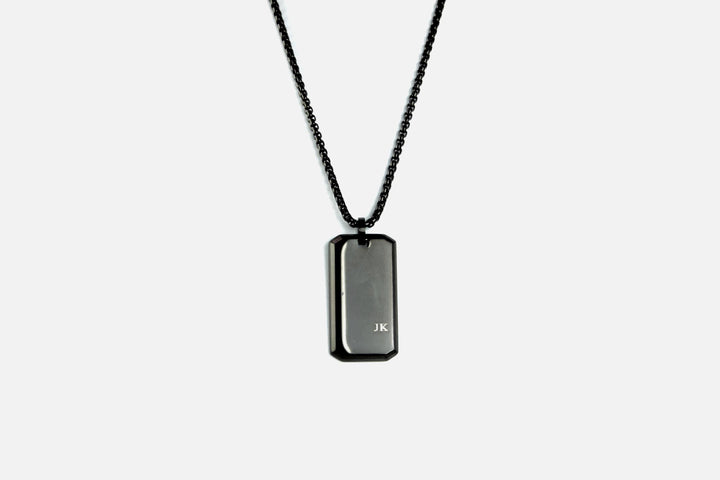 Black Personalised Rectangle Necklace With Initials