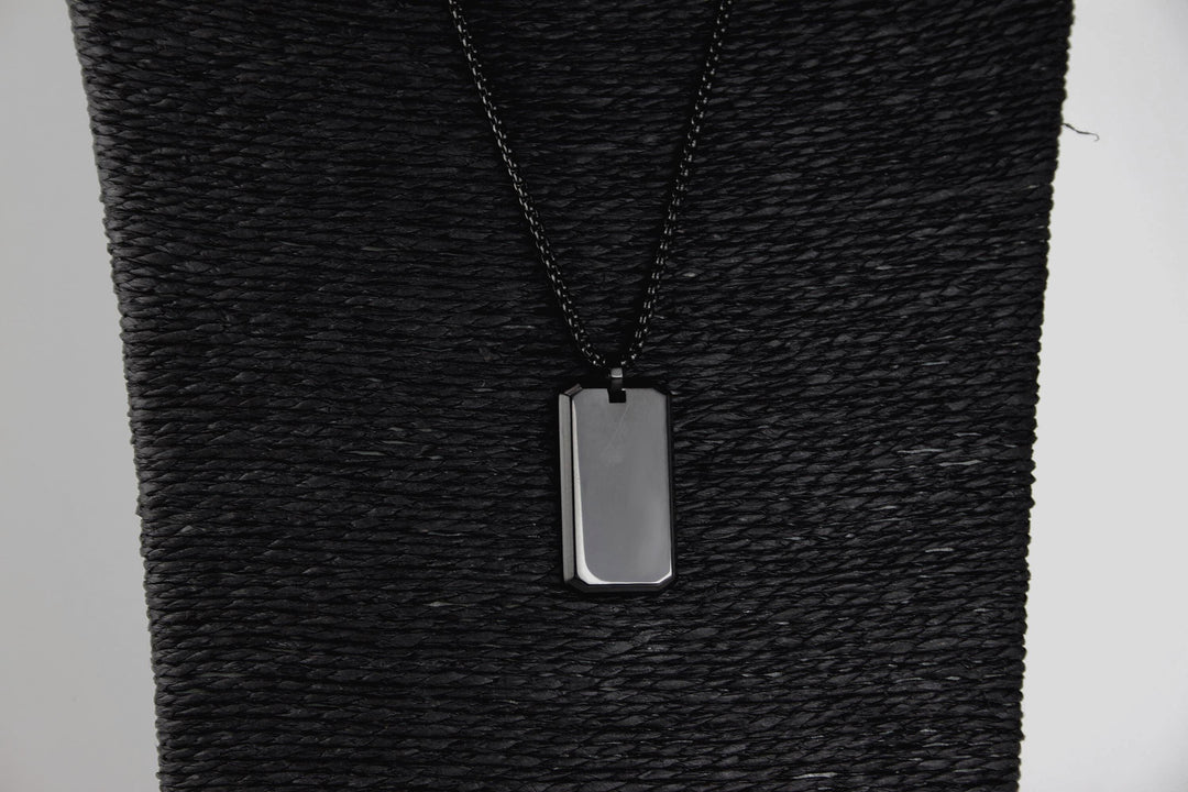 Black Personalised Rectangle Necklace With Initials