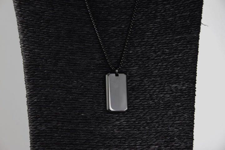 Black Personalised Rectangle Necklace With Initials
