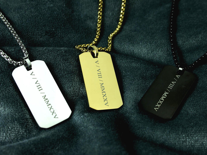 Roman Numerals Rectangle Necklace