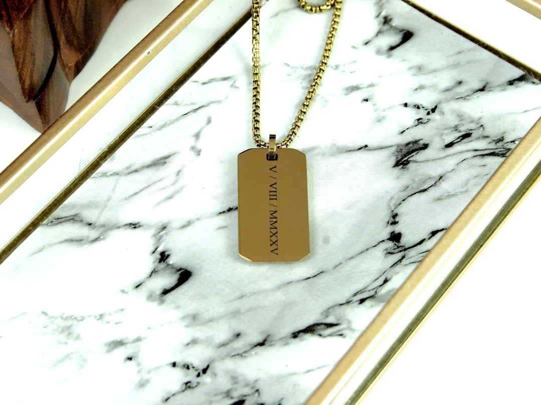 Gold Roman Numerals Pendant Custom Calendar
