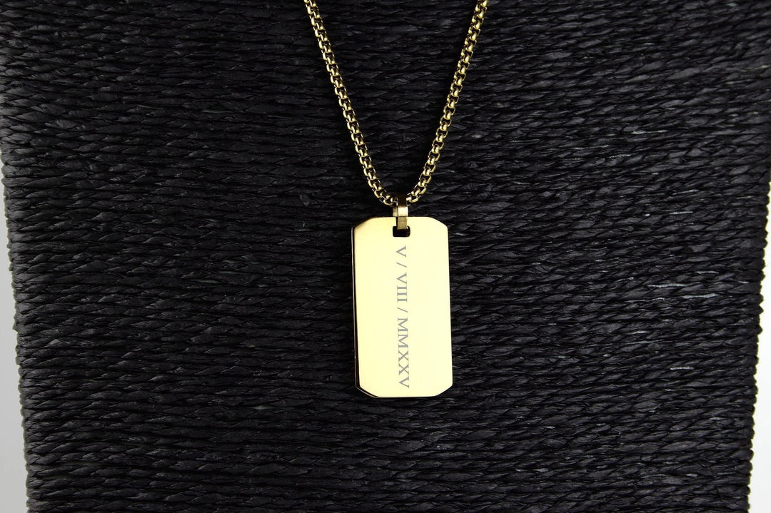 Roman Numerals Rectangle Necklace