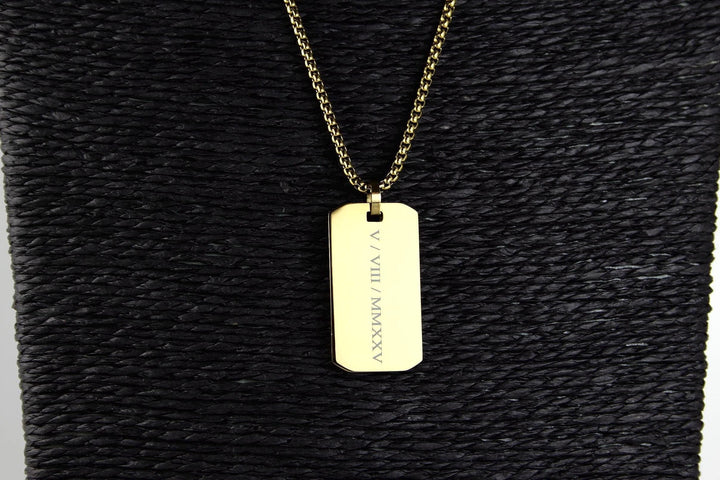 Roman Numerals Rectangle Necklace