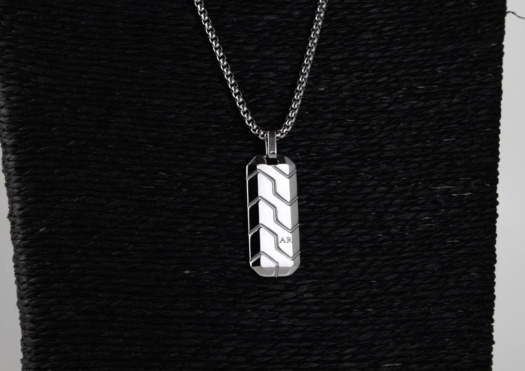Custom Tyre Tread Pendant Necklace with Initials