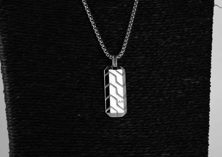 Custom Tyre Tread Pendant Necklace with Initials