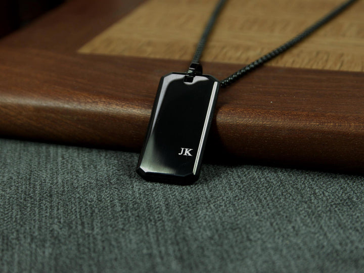 Custom Black Pendant Necklace With Initials