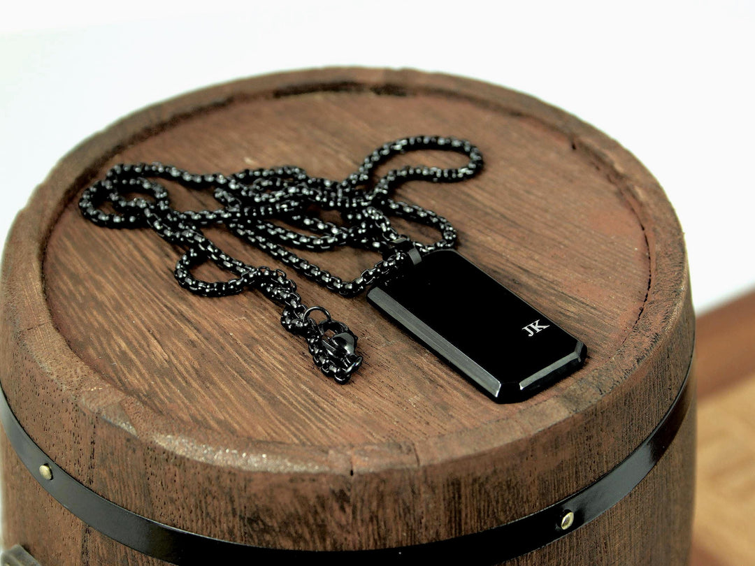 Custom Black Pendant Necklace With Initials