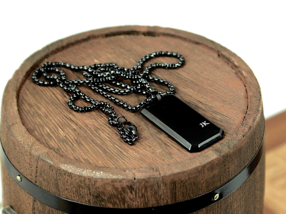 Custom Black Pendant Necklace With Initials