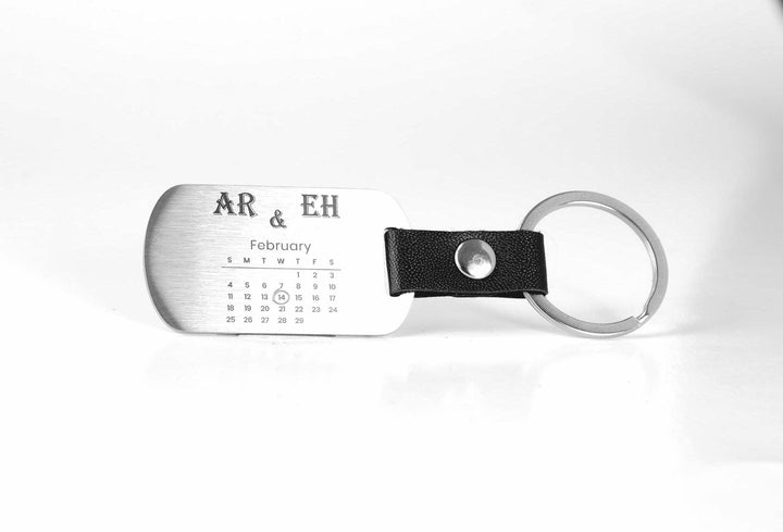 Couples Date Dog Tag Keychain