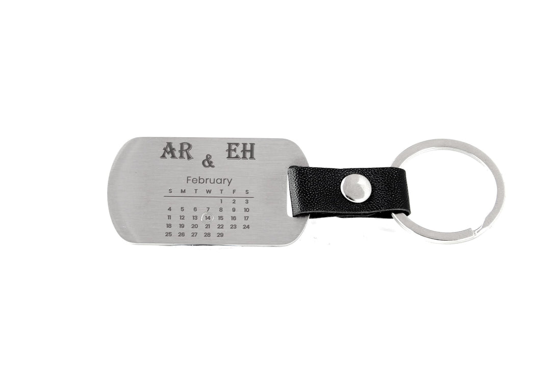 Couples Date Dog Tag Keychain