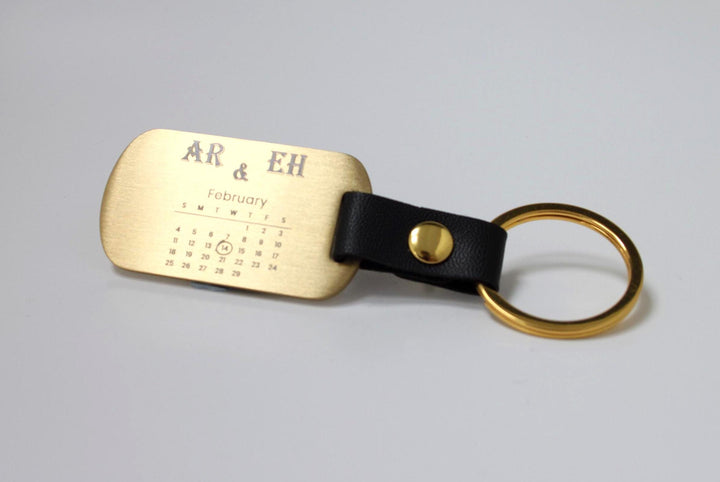 Couples Date Dog Tag Keychain