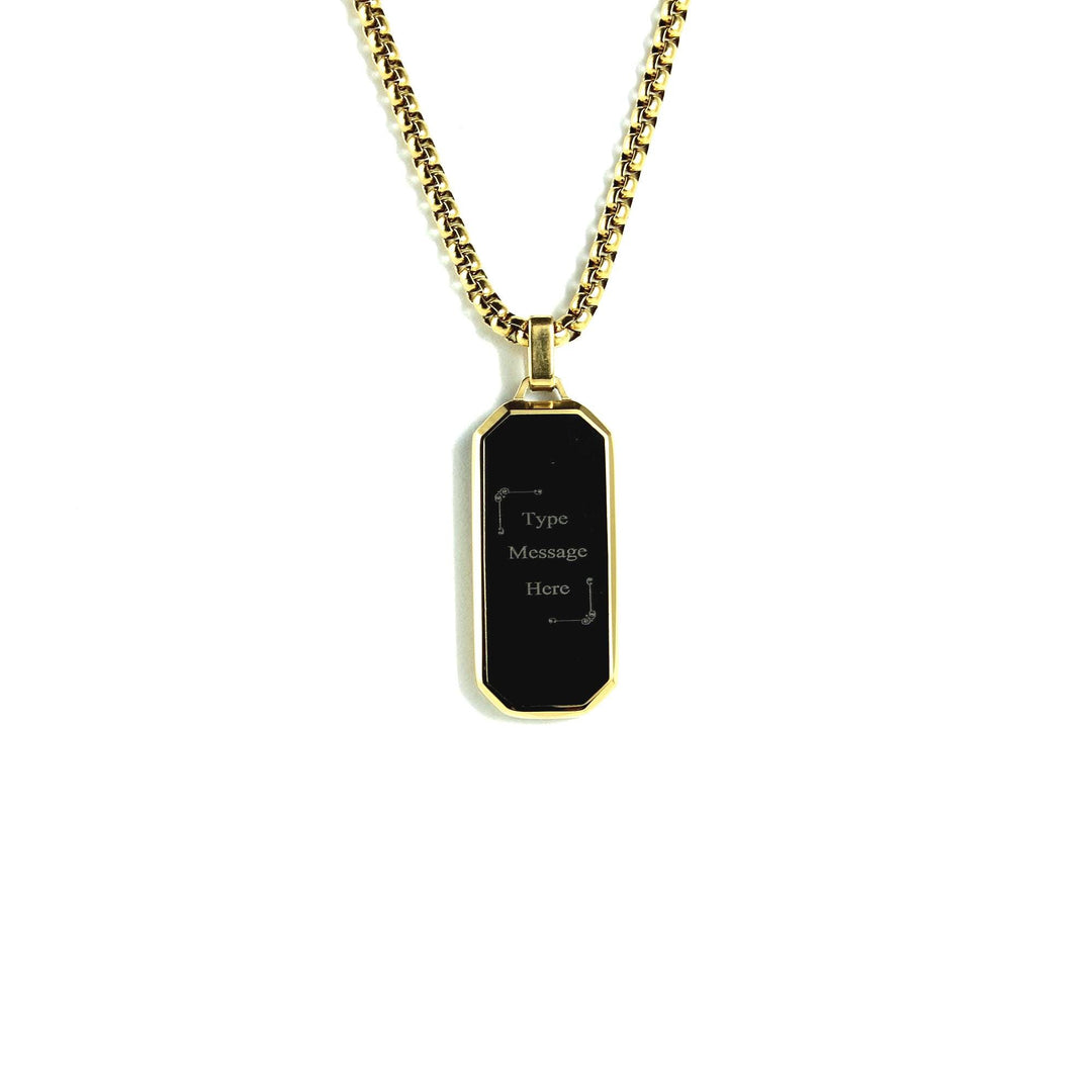 Personalised Black Inlay Necklace, Custom Message Engraved