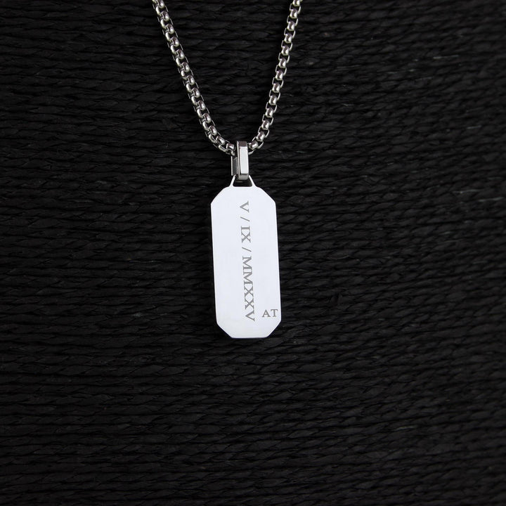 Roman Numerals Black Onyx Necklace