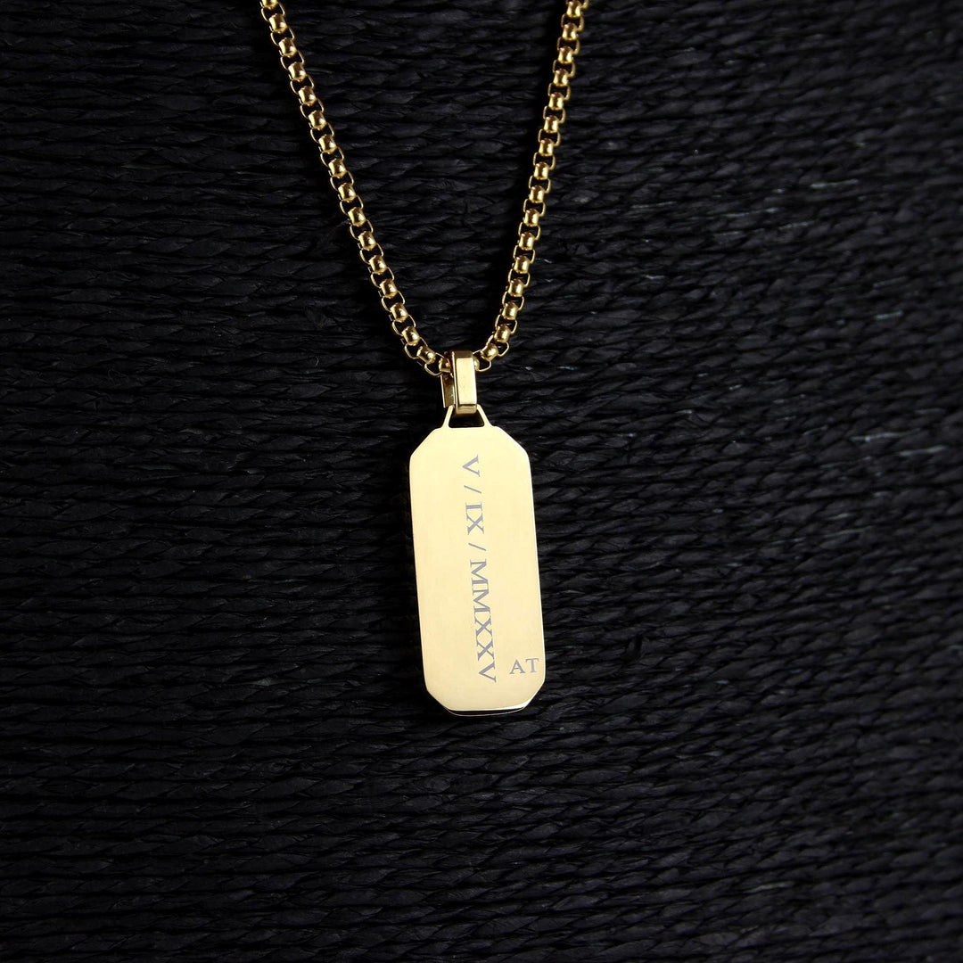 Roman Numerals Black Onyx Necklace