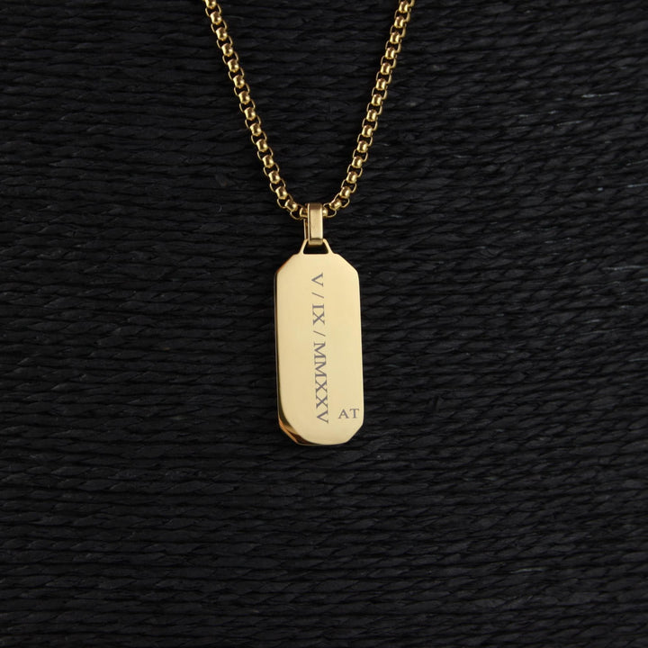 Roman Numerals Black Onyx Necklace