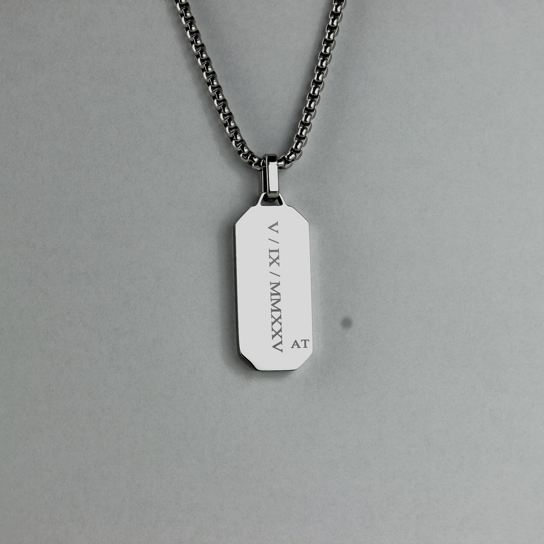 Roman Numerals Black Onyx Necklace