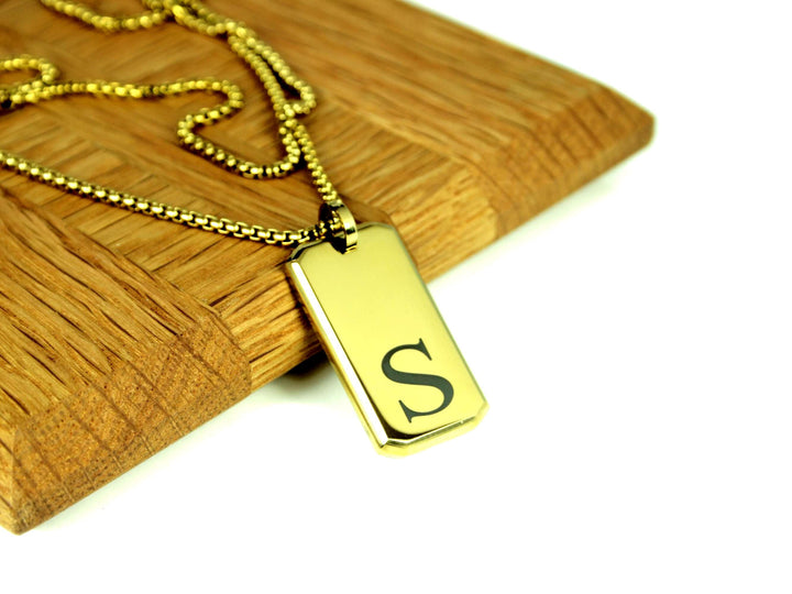 Gold Letter Pendant Engraved Necklace