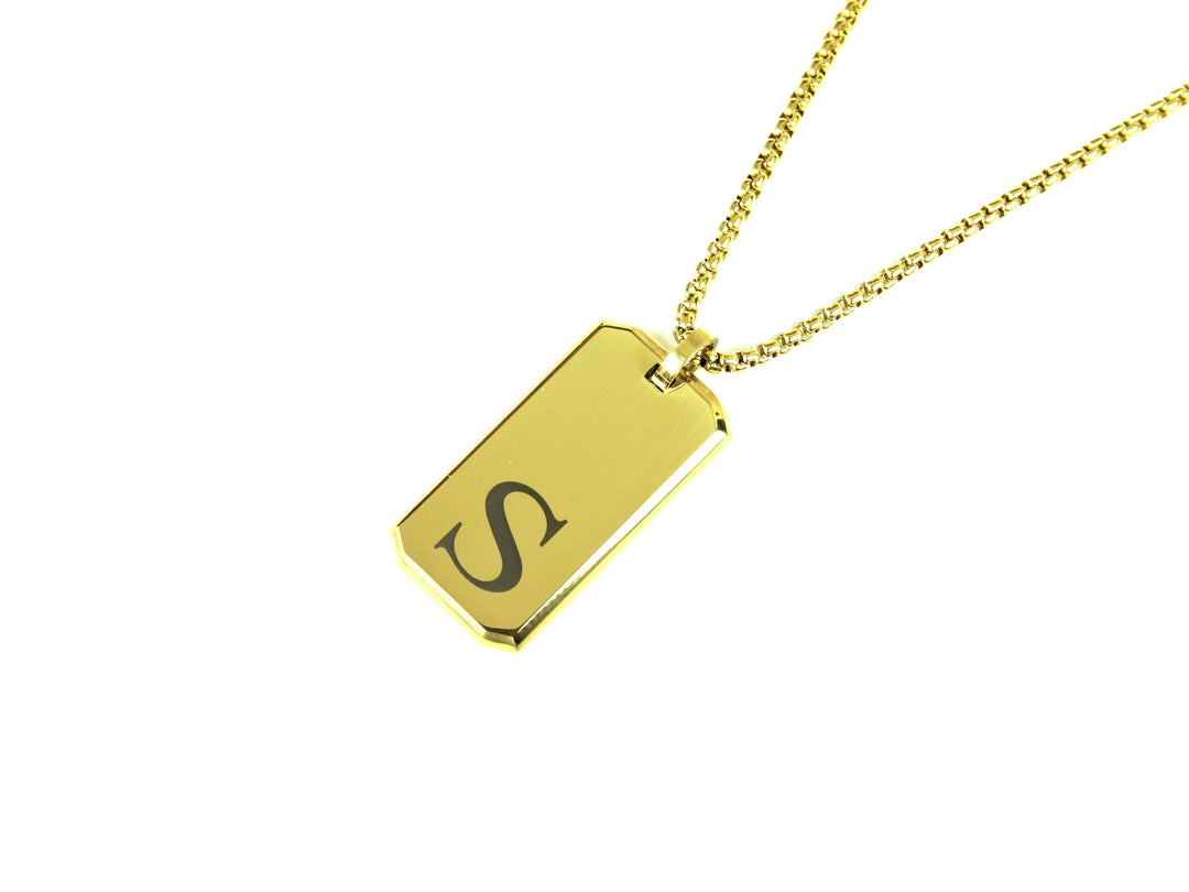 Gold Letter Pendant Engraved Necklace
