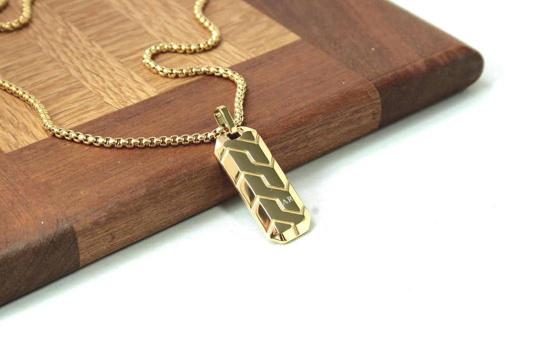 Custom Tyre Tread Pendant Necklace with Initials