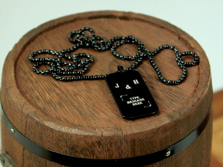 Black Rectangle Pendant, Personalized Initial Necklace