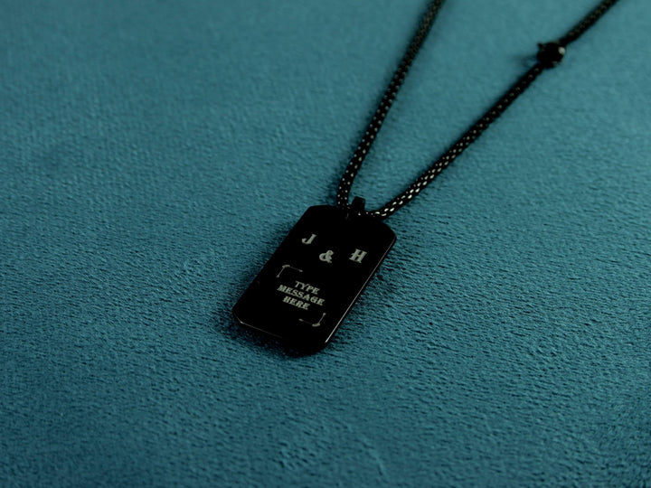 Black Rectangle Pendant, Personalized Initial Necklace