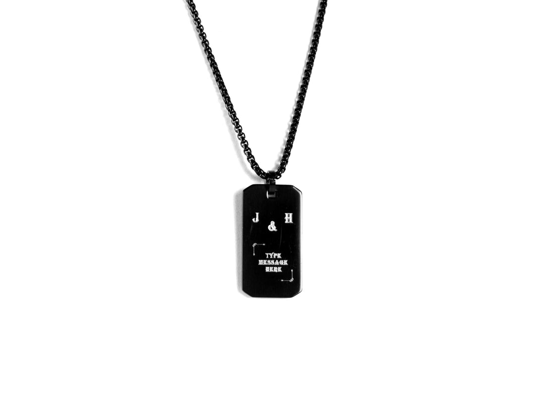 Black Rectangle Pendant, Personalized Initial Necklace