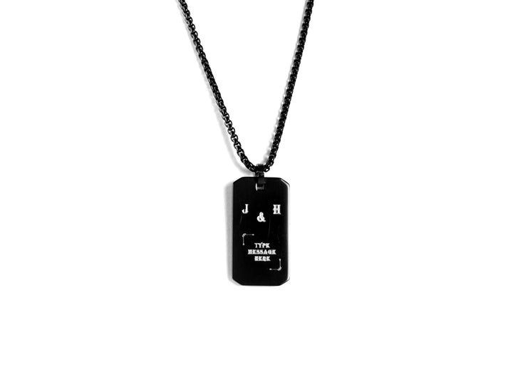 Black Rectangle Pendant, Personalized Initial Necklace