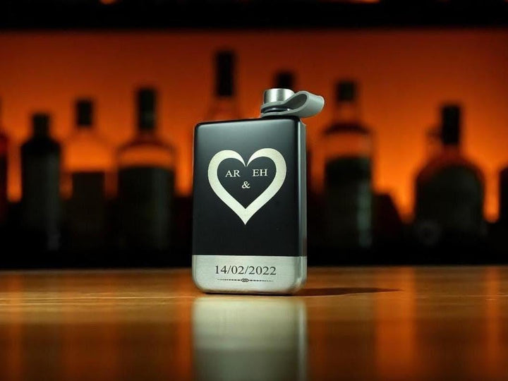 Personalised Whiskey Flask with Heart Design