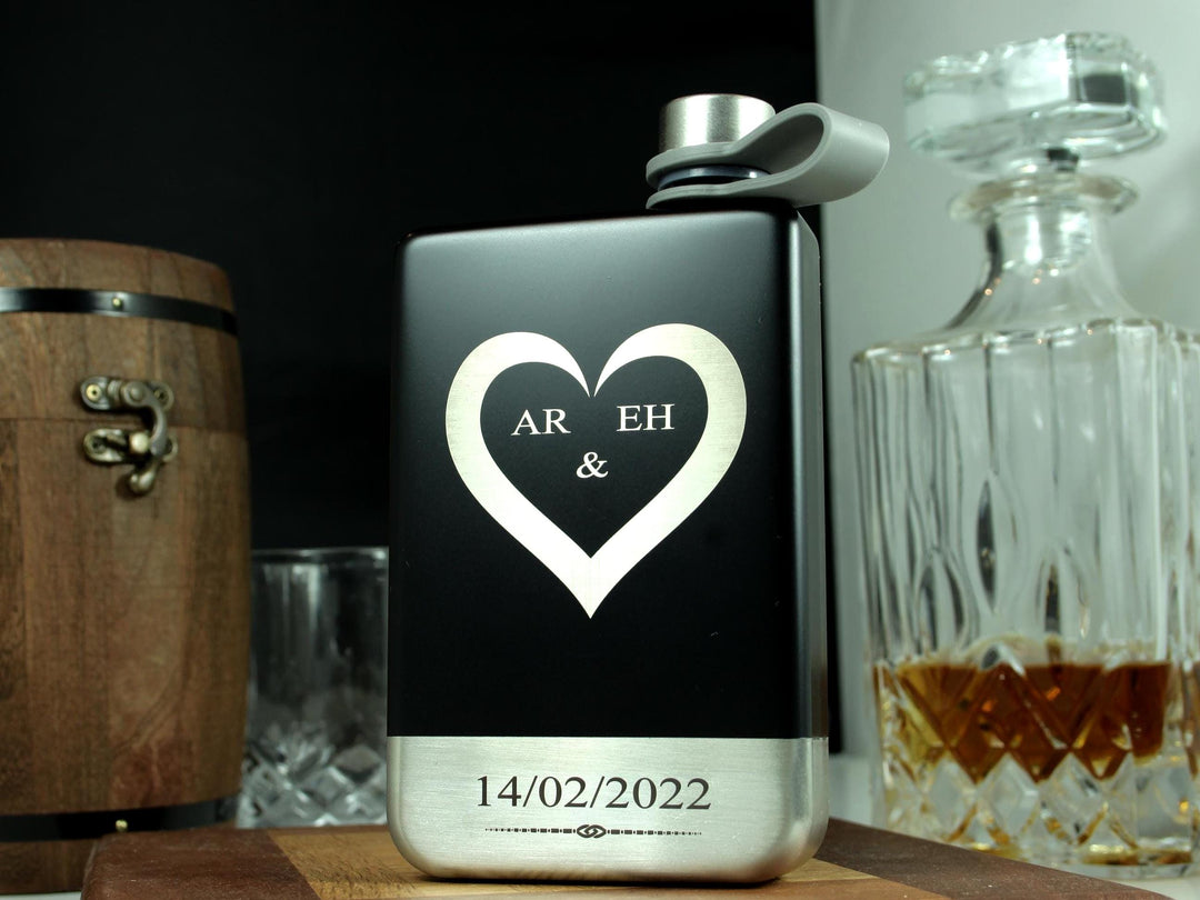 Personalised Whiskey Flask with Heart Design