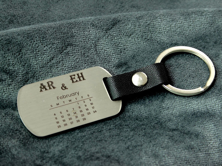 Couples Date Dog Tag Keychain