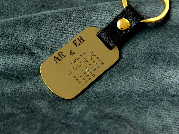 Couples Date Dog Tag Keychain