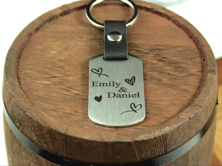 Personalised Couples Dog Tag Keyring
