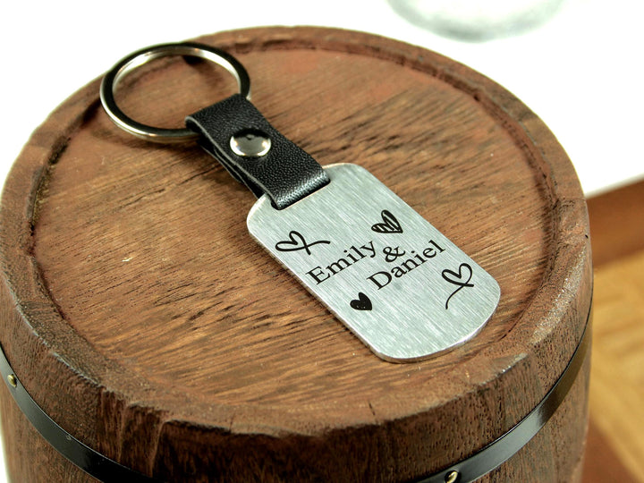 Personalised Couples Dog Tag Keyring