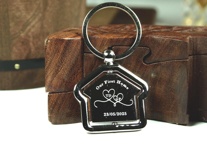 Rotating Personalised New Home Keyring