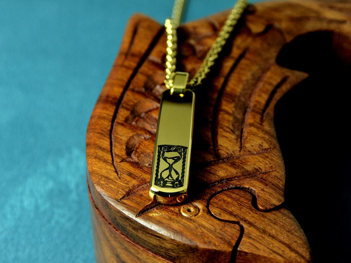 Sand Timer Initial Bar Pendant