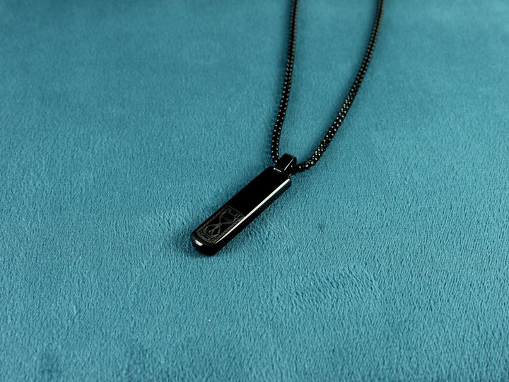 Black Initial Necklace, Sand Timer Art Design
