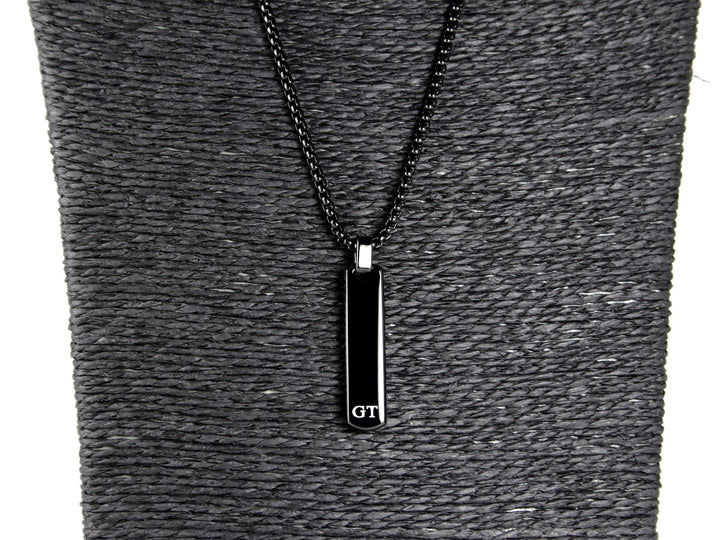 Black Initial Necklace, Sand Timer Art Design