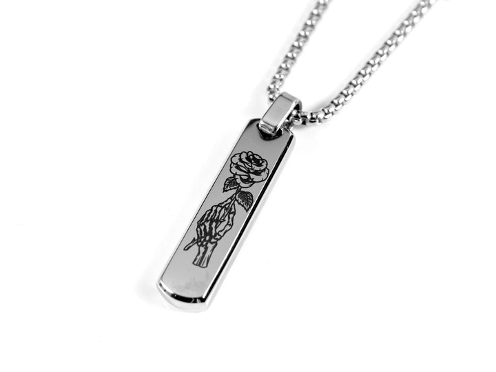 Skull Rose Pendant Necklace, Tattoo Design